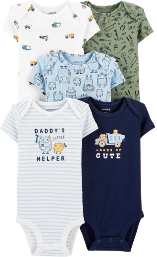 Carter’s dojčenské body s krátkym rukávom pre chlapca, mix, 5 ks, veľkosť 46