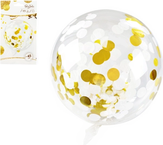 Celebrate! transparentný balónik so zlatými konfetami