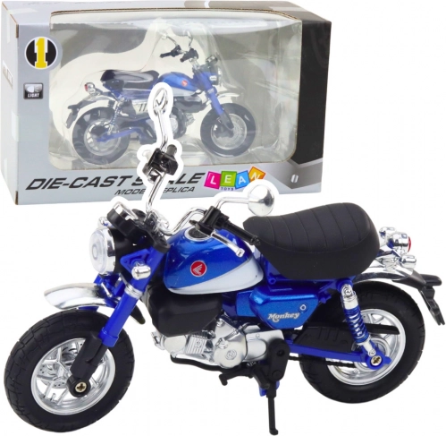 Motocykel retro kovový modrý 1:12