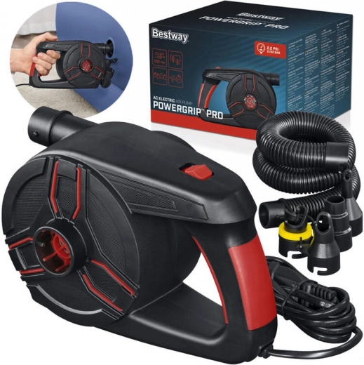 Elektrická vzduchová pumpa Bestway Powergrip Pro AC so 4 adaptérmi