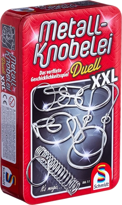Sada kovových hlavolamov Duell XXL v plechovej škatuľke