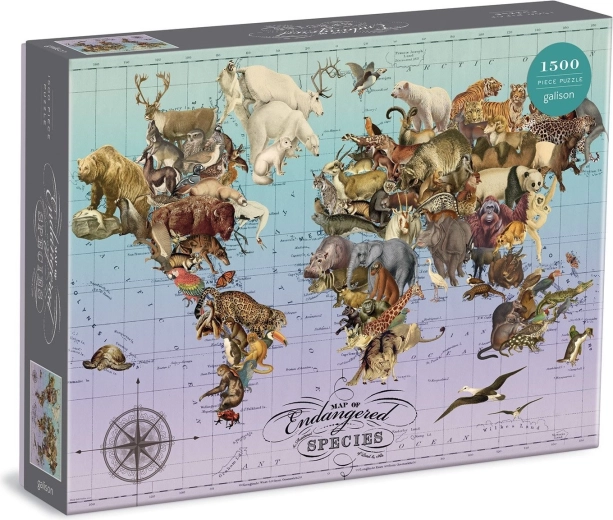 Galison Puzzle Mapa ohrozených druhov 1500 dielikov