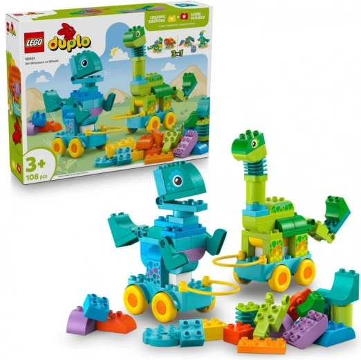 Stavebnica LEGO DUPLO 3 v 1: Dinosaury na Kolieskach