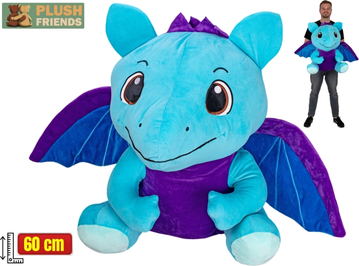 Plush Friends drak modrý plyšový 60 cm sediaci