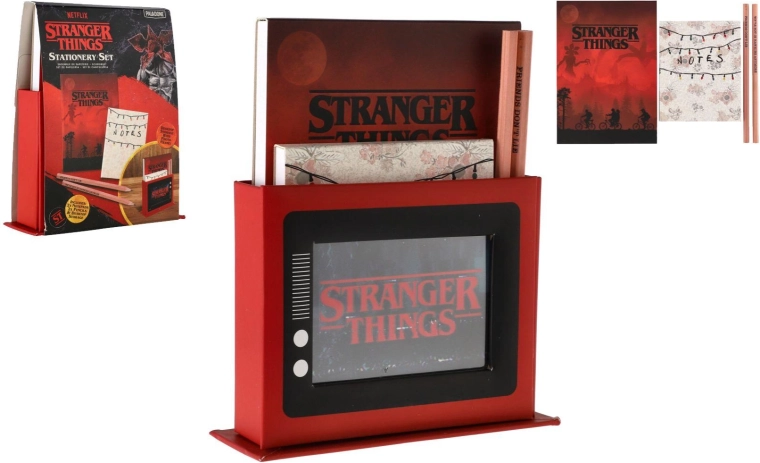 Písacia súprava Stranger Things so stojanom a blokmi