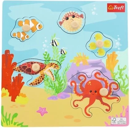 Drevené puzzle Podmorské zvieratká, 5 dielikov