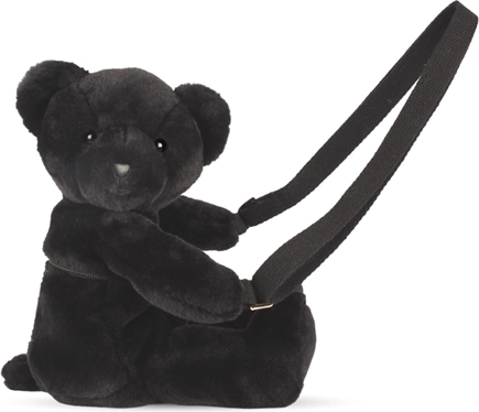 Doudou plyšová taška cez rameno medvedík, čierna 30 cm