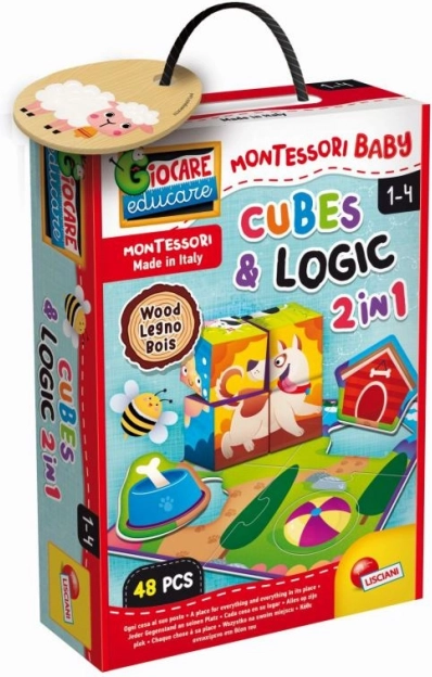 Montessori drevené kocky so zvieratkami pre logiku
