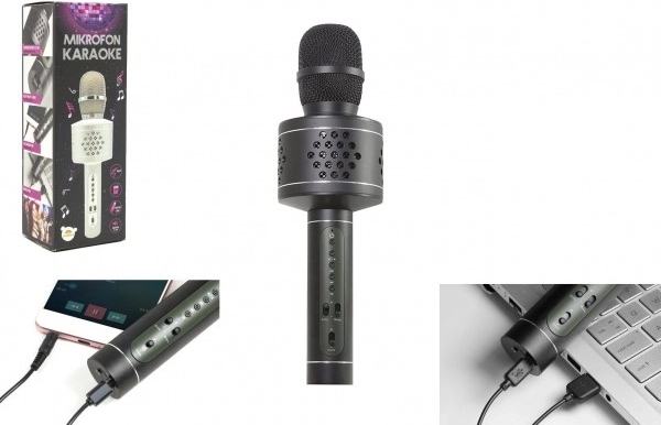 Karaoke mikrofón Bluetooth so zvukom a efektom echo – čierny