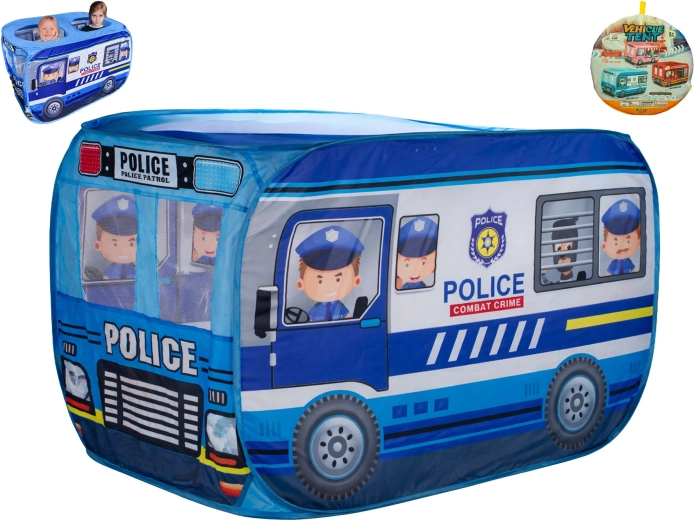 Detský látkový stan v tvare policajného auta