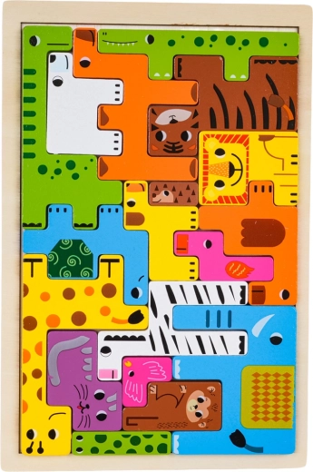 Drevená zvieracia puzzle sada pre deti
