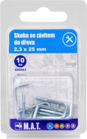 Skoba so závitom do dreva 25 × 2,3 mm, zinkovaná (10 ks)