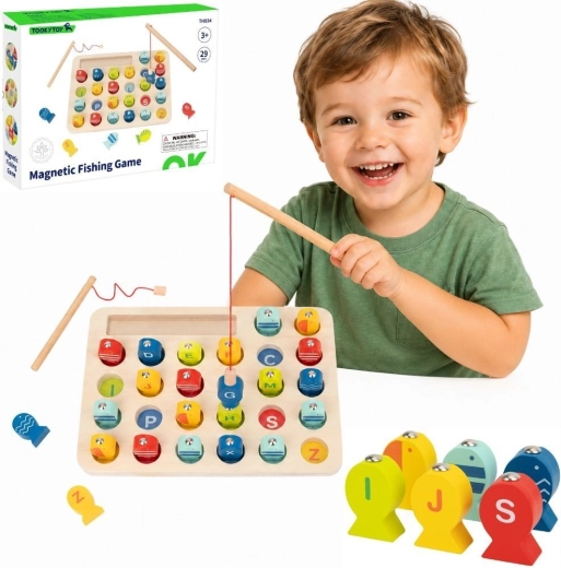 Drevená magnetická rybárska hra s písmenami Tooky Toy