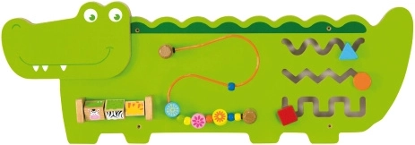 Drevená nástenná zmyslová tabuľa krokodíl Viga, FSC, Montessori