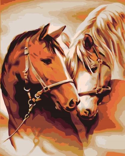 Norimpex Maľovanie podľa čísel Portrét zamilovaných koní 40 × 50 cm