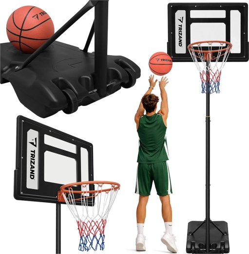 Stojanový basketbalový kôš Trizand 259 cm s nastaviteľnou výškou a loptou