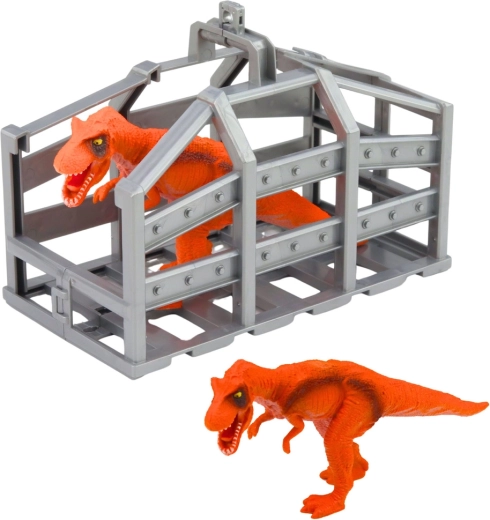 Klietka a figúrky dinosaura na bezpečný prevoz