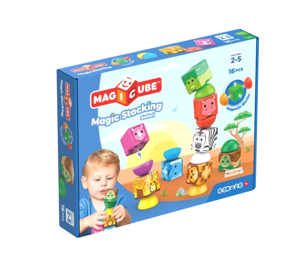 Geomag Magicube Safari magnetická stavebnica so zvieratkami, 16 dielikov