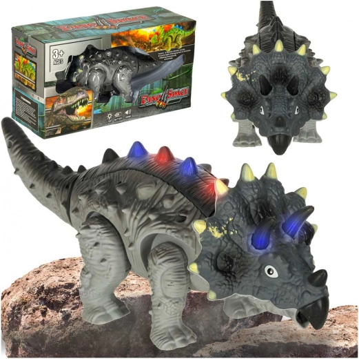 Interaktívny dinosaurus triceratops na batérie so zvukmi a svetlami