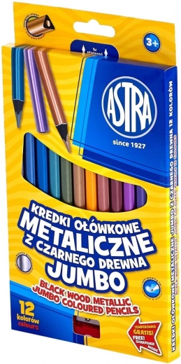 Astra metalické pastelky 12 ks so strúhadlom