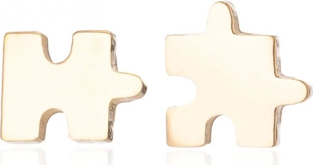 Pozlátené oceľové náušnice Puzzle