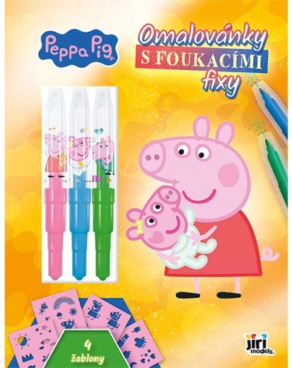 Omaľovánky s fúkacími fixkami Prasiatko Peppa