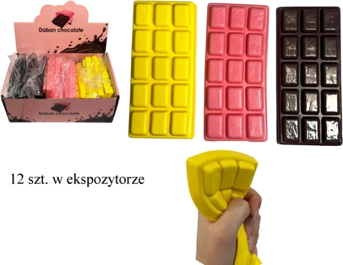 Antistresová mačkacia loptička v tvare čokolády - 1 kus