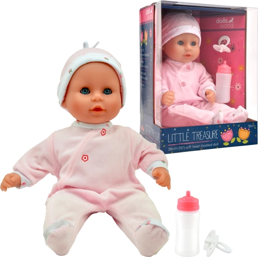 Dolls World bábätko Little Treasure Pink so zatváracími očami 38 cm