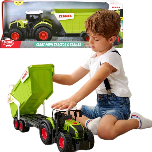 Interaktívny traktor Claas s prívesom Dickie so svetlom a zvukom