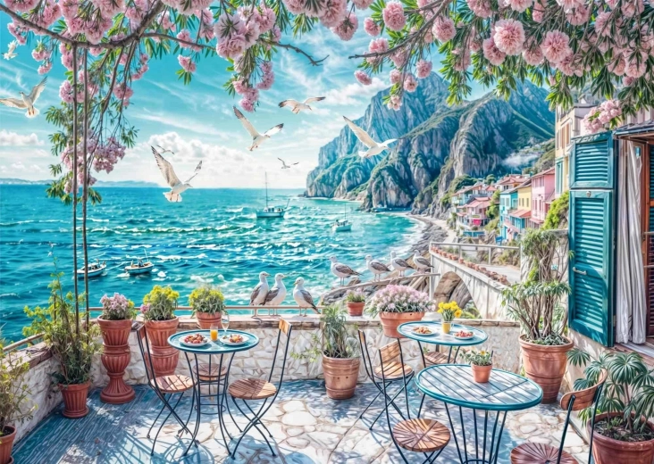 Puzzle terasa s výhľadom na more 1000 dielikov SCHMIDT
