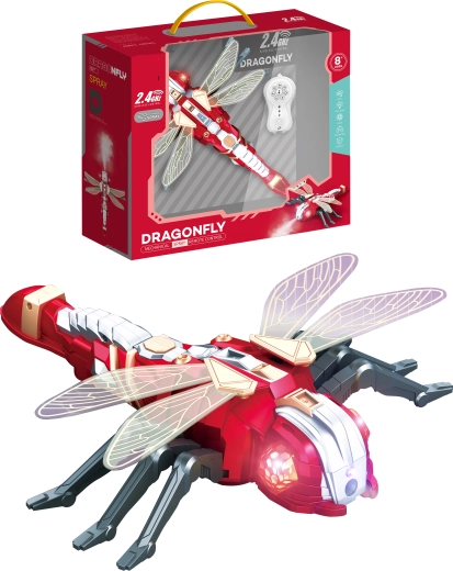 Robotická vážka Dragonfly na diaľkové ovládanie s vodnou hmlou, programovaním a LED osvetlením