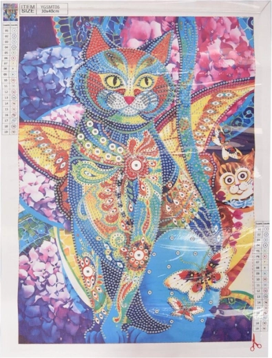 Diamantové maľovanie svietiaca mačka 30 × 40 cm