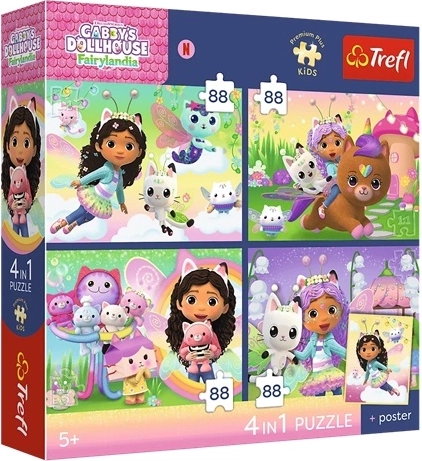 Trefl puzzle pre deti 4×88 Mačacie šantenie – Mačací domček Gábin