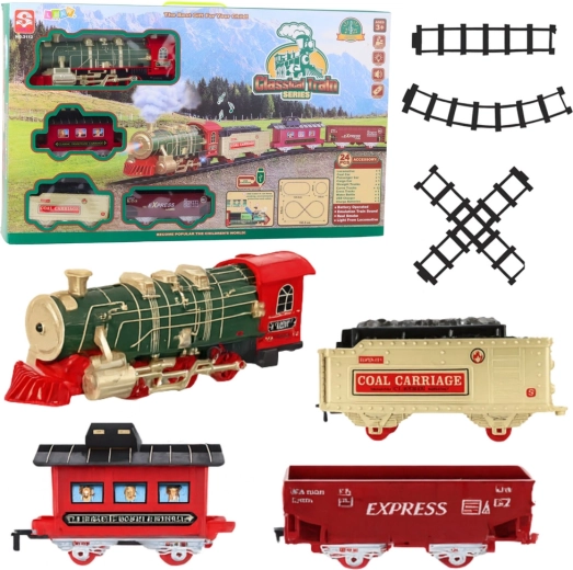 Elektrická vláčiková súprava CLASSICAL TRAIN so svetlami, zvukmi a parou, 24 dielov