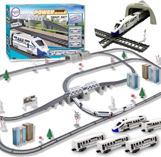 Woopie elektrická vláčkodráha s mostom a tunelom, 86 dielov, trať 9,14 m