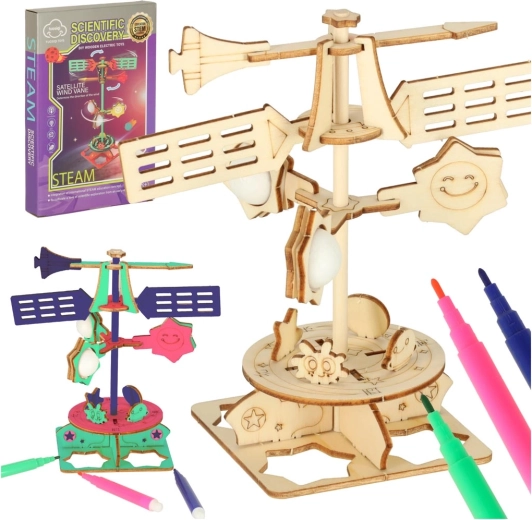 Vedecká sada prírodovedy 3D drevená veterná ružica – DIY model pre deti