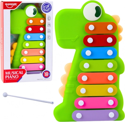 Cimbalíky pre deti – dinosaurus, zelené, 8 tónov