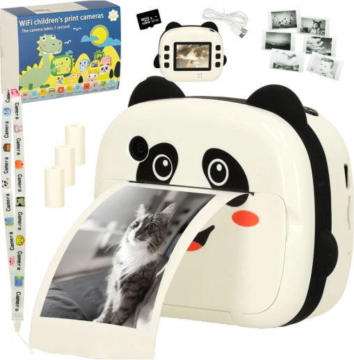 Detský instantný fotoaparát s termotlačiarňou Panda + 32GB karta a papiere