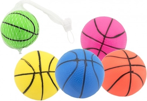 Gumená basketbalová loptička 8,5 cm – mix farieb v sieťke