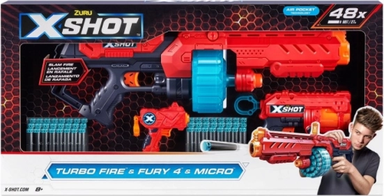 Sada blasterov X-Shot Excel Turbo Fire + Fury 4 + Micro
