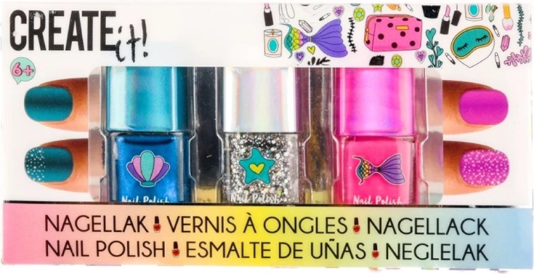 Create It! lak na nechty Mermaid – sada 3 farieb s trblietkami