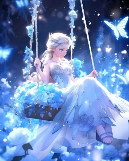 Diamantové maľovanie Elsa na hojdačke