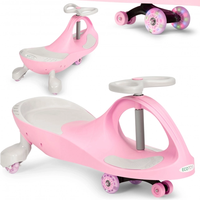 Odrážadlo wiggle car s LED kolesami ružové ECOTOYS