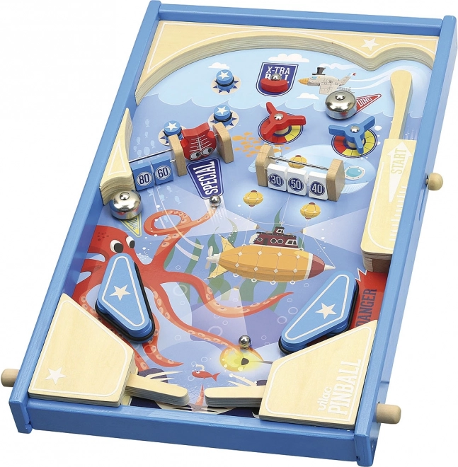 Drevený pinball VILAC – veľký podmorský stolový flipper