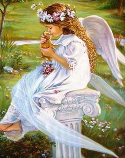 Norimpex Maľovanie podľa čísel Anjel s ryšavou mačkou 40 × 50 cm