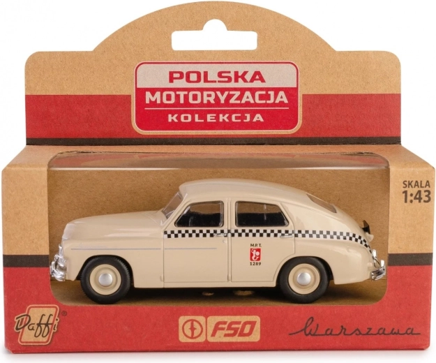 Historický vozidlo PRL Warszawa M20 taxi pieskový model