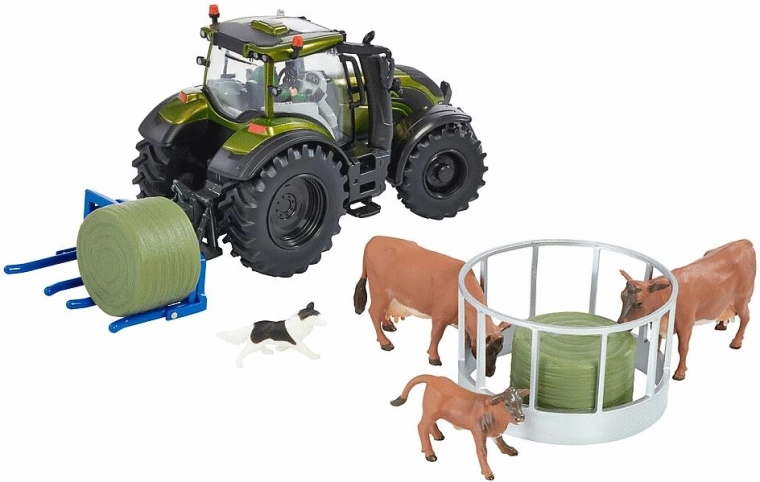Detailný traktor Valtra s vodičom