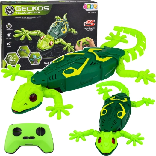 RC gekon na diaľkové ovládanie, lezie po stenách a otáča sa o 360°, zelený