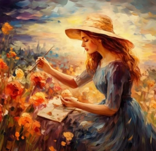 Maľovanie podľa čísel – žena v klobúku 40 × 50 cm