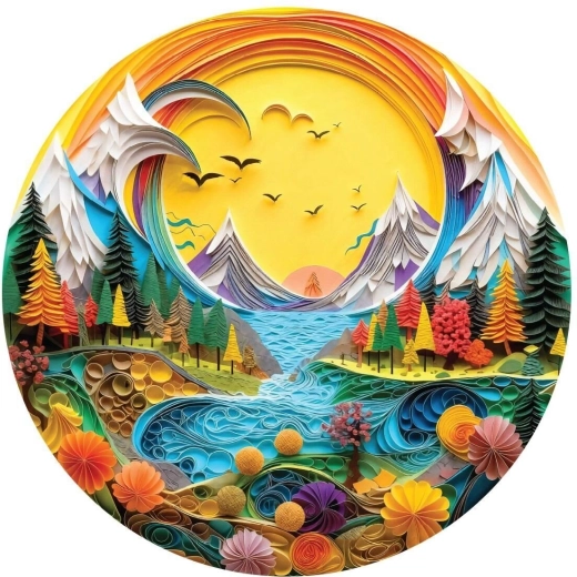 Okrúhle puzzle Krajina z papiera 570 dielikov